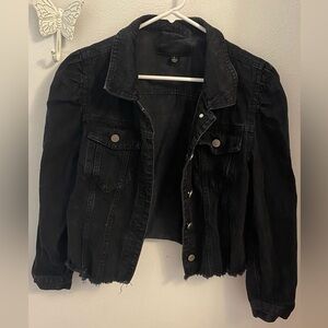 Ruffle Shoulder Blank NYC Demin Jacket